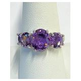 .925 Silver Amethyst Ring Sz 8
