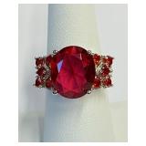 .925 Silver and Zircon Ring Sz 7