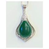 .925 Silver Chain & Created Chrysocprase Pendant