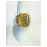 Brass & Lemon Topaz Ring Sz 9