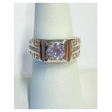 .925 Silver Zircon Ring Adjustable Sz 7