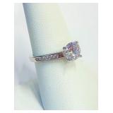 .925 Silver Russian Zircon Ring Sz 8