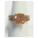 .925 Silver/RGP Ring W/Yellow Stone Sz 7