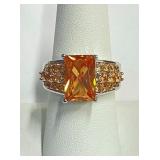 .925 Silver Morganite Ring Sz 8