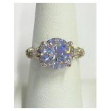 .925 Silver and Round CZ Ring Sz 8
