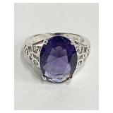 .925 Silver Amethyst Ring Sz 8