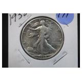 1938 Walking Liberty Silver Half Dollar