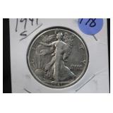 1941-S Walking Liberty Silver Half Dollar