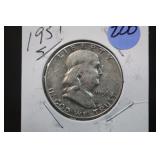 1951-S Franklin Silver Half Dollar