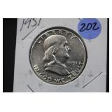1951 Franklin Silver Half Dollar