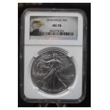 2014 MS70 1oz .999 Pure Silver Eagle Certified