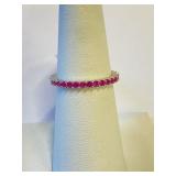 .925 Silver Stackable Ruby Eternity Band Sz 7   E