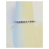.925 Silver Blue Sapphire Eternity Band Sz 9   A