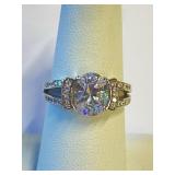 .925 Silver Engagement Ring Sz 7   CC