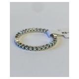 .925 Silver Eternity Band w/Emeralds  Sz 8   A