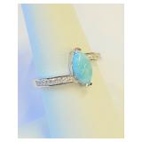 .925 Silver Natural Larimar Ring Sz 7   S