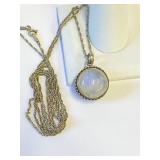.925 Silver Moonstone Necklace 34" - Lovely