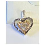 .925 Silver & 10KRG With White & Blk Dia Pendant