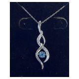 .925 Silver Pendant w/Blue Stone