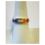 .925 Silver Multi-Color Stones Band Sz 7