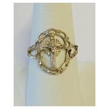.925 Silver Crucifix Ring Sz 8