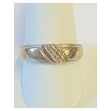 .925 Silver and Diamond Ring  Sz 10.5