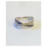 .925 Silver Ring Sz 6.5  Clear & Black Sets