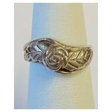 Sterling Silver Rose Ring Sz 4