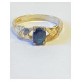 Sterling Silver Sapphire Ring Sz 8