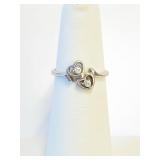 .925 Silver Double Heart Ring Sz 5