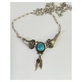 Silver & Turq American Native Adj. Necklace
