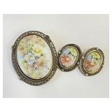 Vintage Set of Brooch and Clip Earrings