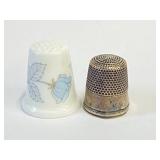 One Silver and One Wedgewood Thimbles
