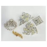 Vintage Rhinestone and Pearl Brooches -5