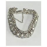 Vintage Rhinestone Bracelet with Safety Chain