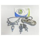 Set of Vintage Lt Blue Necklace, Bracelet &