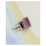 .925 Silver and Amethyst Ring Sz 6