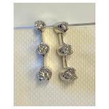 14K White Gold Diamond Earrings .75" Drop