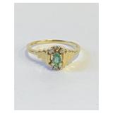 14K Gold Diamond and Emerald Ring Sz 8.5