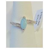 .925 Silver Natural Larimar Ring Sz 8   S