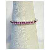 .925 Silver Ruby Eternity Band Sz 6   A