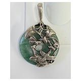 .925 Silver and Jade Pendant - Hummingbird