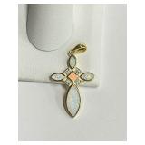 .925 Silver/GP Opal Cross    O