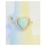 Larimar Heart .925 Silver Ring Sz 7   O