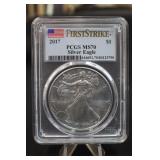 2017 MS70 1oz .999 Pure Silver Eagle Certified