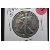 1940-S Walking Liberty Silver Half Dollar