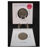 Lot of 2 Full Date Buffalo Nickels