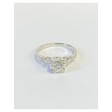 14K Wh. Gold Diamond  Stone Approx .40ct  Sz 6.5