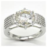 Sterling Silver Certified Moissanite Ring Sz9.5