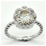 .925 Silver Greenish Blue Moissanite Ring Sz6.5